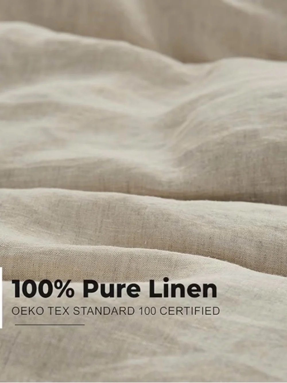 100% Washed Linen Duvet Cover Set in Natural Beige -